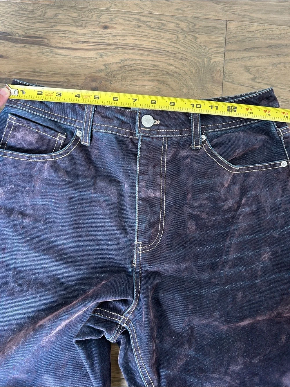 Forever 21 Dark Indigo Flocked High Rise Flare Jeans Size 27